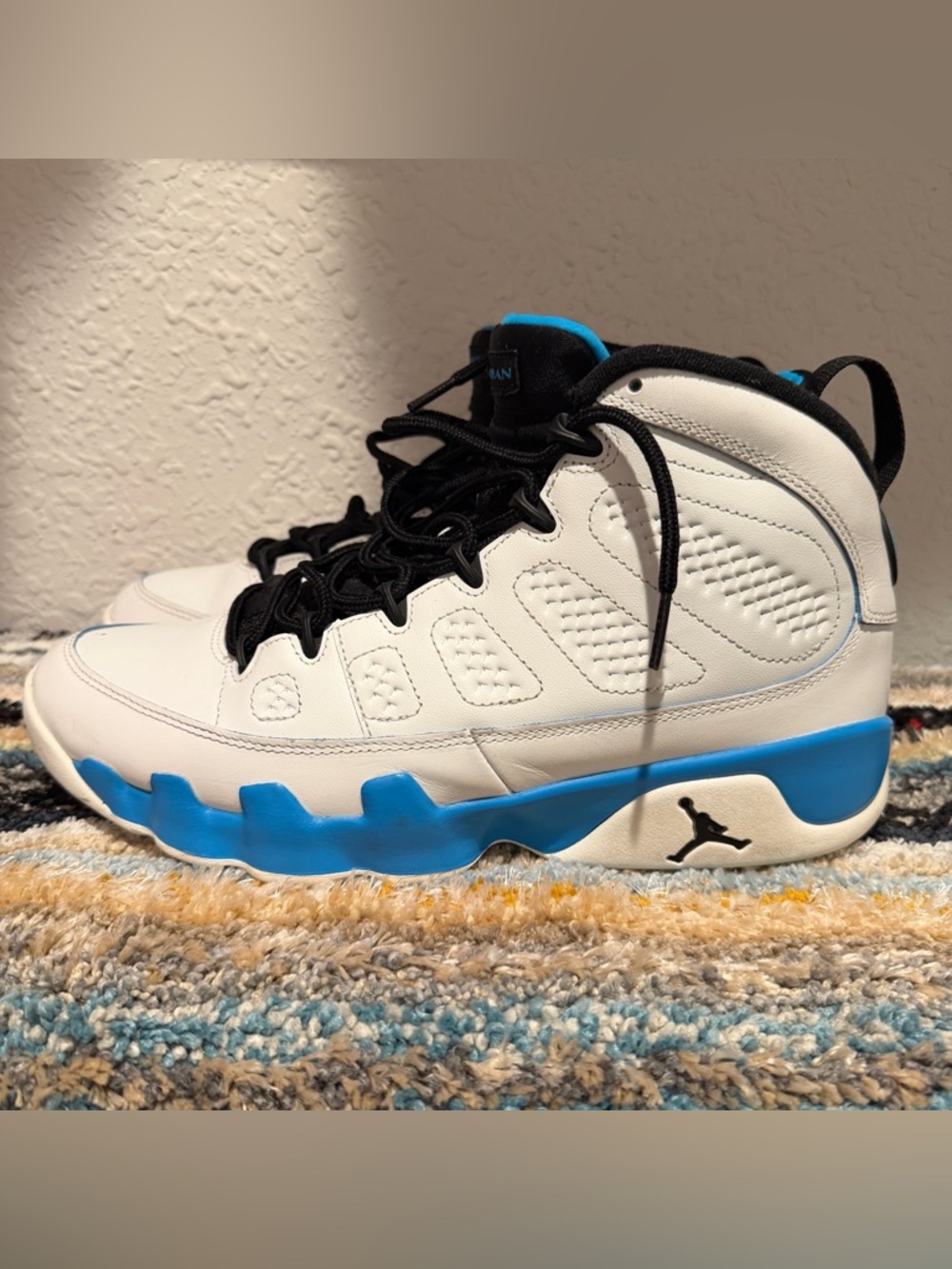Jordan Kids High-Top Sneakers in White and Blue with Black Accents